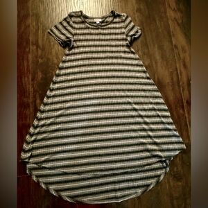 XXS Carly- gray/black/white striped LuLaRoe dress.